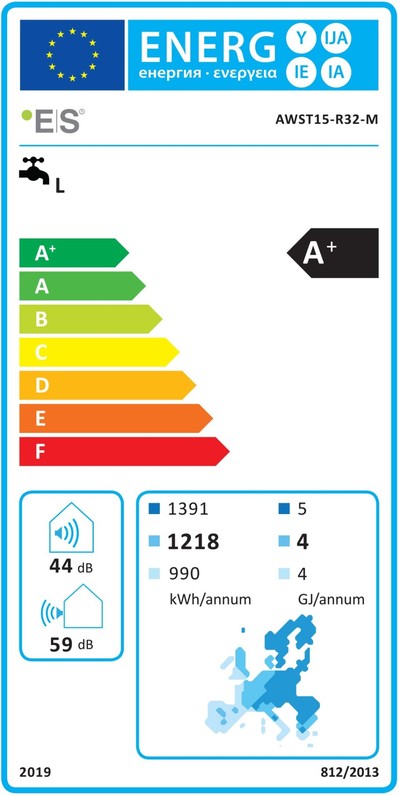 ES Energy Save AWST15-R32-M energiacímke, melegvíz-készítés